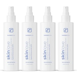 BRIOTECH Babies & Kids Skin Love, Soothing Hypochlorous Acid Spray, Pure HOCl for Sensitive Skin, Calm Redness & Bumps, Support Against Diaper Irritation, Gentle & Vegan, 4 fl oz (4 Pack)