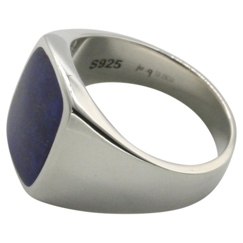 Fine Signet Ring 925 Silver with Lapis Lazuli, Silver