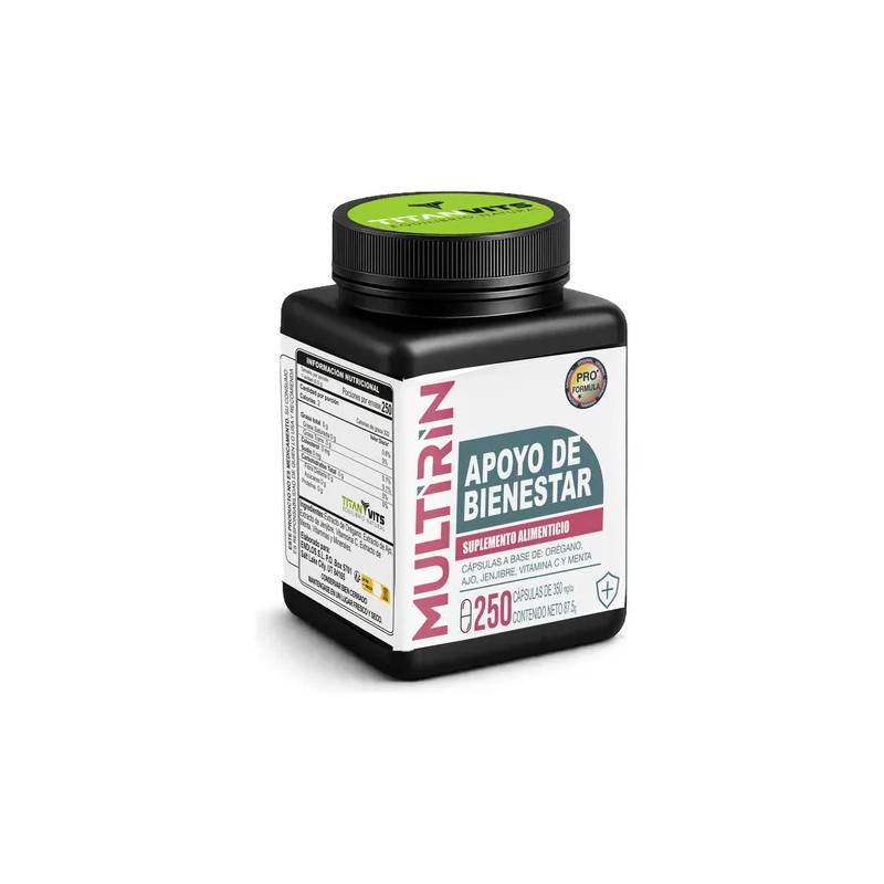 Multirin 250 Cápsulas Orégano Ajo Jengibre Vitaminac Menta