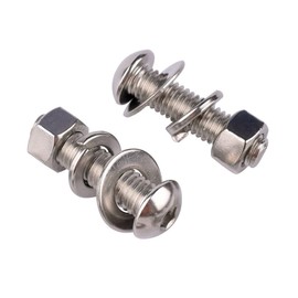 KOSJETHAS 15 Sets 1/4-20 x 1-1/4" Button Head Socket Cap Bolts Screws, Hex Nuts, Flat & Lock Washers, 304 Stainless Steel 18-8 Fully Machine Thread, Silver