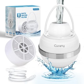 Curety Bath Filter for Tub, Bath Water Filter for Eczema, Kinder Filter for Bathtub - Remove Contaminants,Chlorine and Fluoride, Hard Water Softener to Improves Skin and Hair