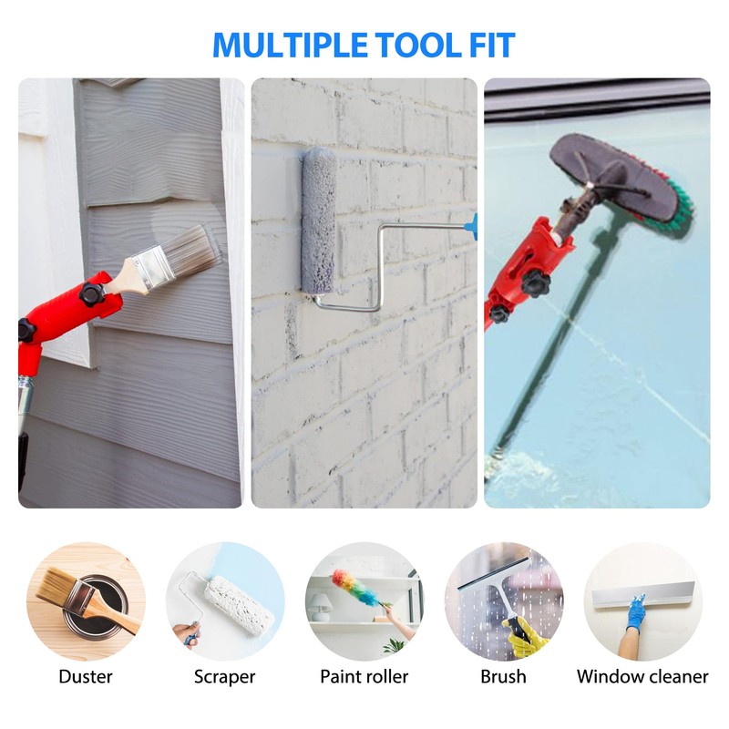 Multi-Angle Paint Brush Extender Set: 1.7m Stainless Extendable Paint Roller