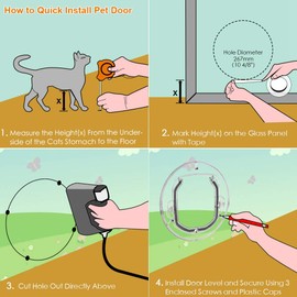 Tbest Cat Flap for Double Glazed Glass Doors,Cat Door for Windows Flap to Fit in Glass,Cat Door for Window Cat Flap Door,4 Way Locking Cat Doors,Youthink Small Pet Door for Cats,Small Dogs,Puppy