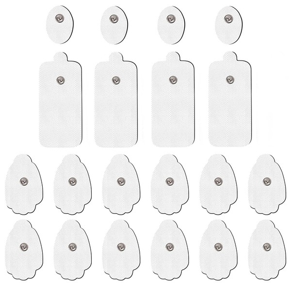 20 Pack TENS Unit Replacement Pads Reuse 40 Times, Snap