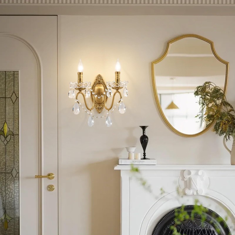Ondersley Crystal Wall Sconce, Gold Wall Sconces, Gold Sconces Wall