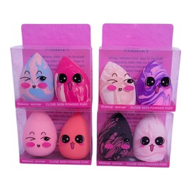 Makeup Sponge Set - Various Designs & Colours - Large & Mini Blender - Perfect for Foundation & Concealer (Set of 2 - Colourful Colour - Design C)