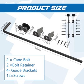 Zonon Cane Bolt Fence Gate Drop Rod Ground Gate Hardware Latch Stopper Door Drop Pin for Wooden Fences Metal Double Doors Black, Black Finish(24 Inches)