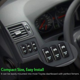 MNJ Motor Push Button Switch 12V with Wiring Kit - Blue LED LIGHT BAR Symbol, compatible with Toyota Tacoma Tundra 4Runner FJ Cruiser (Surface Size 1.54 x 0.83 inches)