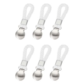 sourcing map 6 Pcs Tea Towel Clips with Cotton Loop for Hanging, 4.3 Inch Metal Towel Hooks Multipurpose Cloth Hangers for Home Kitchen Bathroom, White(Round)
