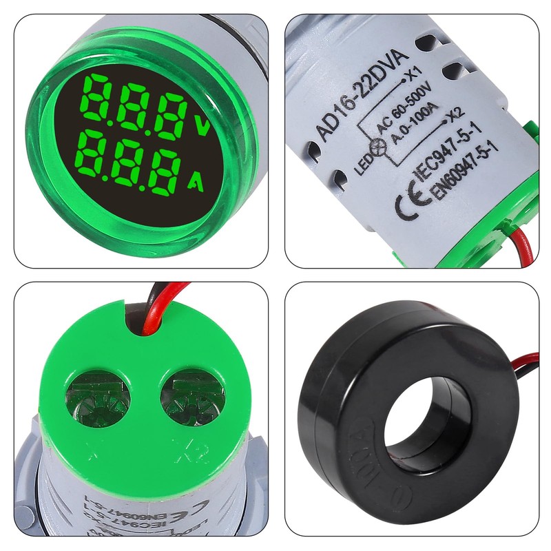 XIITIA 3pcs 2 in 1 60-500V 0-100A AC Digital Ammeter