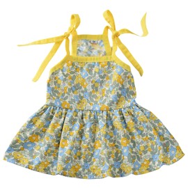 MSNFOASM Dog Dresses Pet Shoulder Strap Thin Vest Skirt,Small Dog Floral Dress Cat Sun Protection Princess Skirt(Yellow,L)