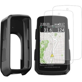 [3-PACK] for Hammerhead Karoo 3 Silicone Case x1, Matte Tempered Glass Screen Protector 3.2 Inch x2, Anti-Drop, Anti Static, Non-Slip, Durable, Anti Glare