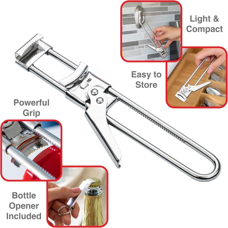 Stainless Steel Bottle Adjustable can Multifunctional Bottle Opener. Gripper Tight