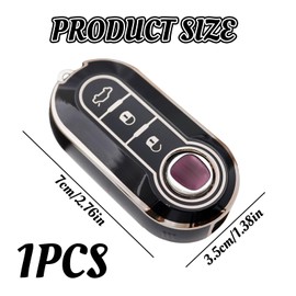 Car Key Fob Cover Case Shell Fit For Fiat 500, Car Key Fob Cover, Buttons Flip Folding Key Case Shel, Car Key Protector Compatible with Fiat 500 500l Brava Bravo (Black)