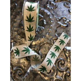 MAY ARTS~FAUX LINEN PRINTED RIBBON~CANNABI
