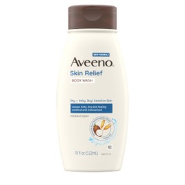 Aveeno Skin Relief Body Wash with a Gentle Coconut Scent & Triple Oat Formula, Daily Cleanser for Sensitive Skin Leaves Itchy, Dry Skin Feeling Soothed & Moisturized, Soap-Free, 18 fl. oz