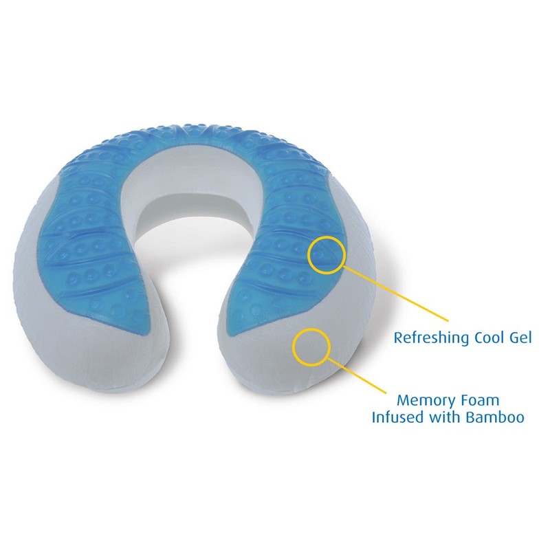 Cloudz Comfort Gel Memory Foam Travel Neck Pillow - Blue