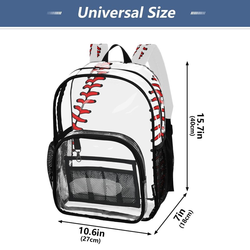 Clear Backpack Transparent School Backpack Heavy Duty PVC Bookbag Baseball
