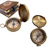 Antique Brass Compass Functional Direction Sailor Article Brown Wood Royal