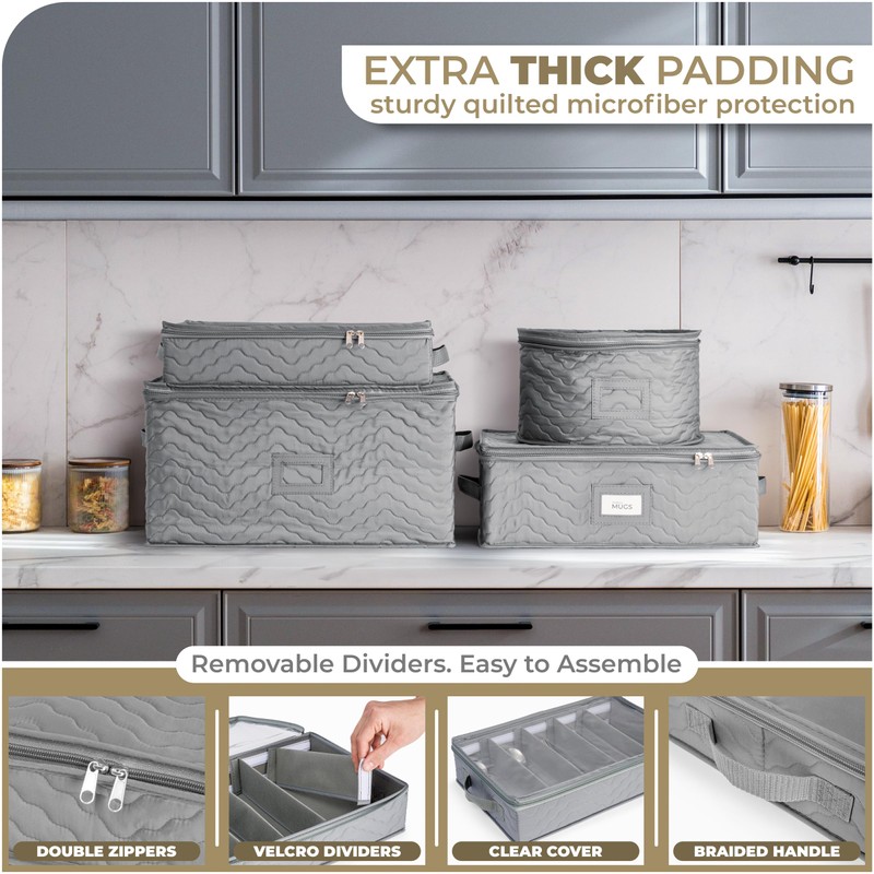 Sorbus Flatware & Utensil Storage - Gray Fabric Chest Box