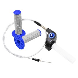 YWLUWEI 7/8" 22mm Twist Throttle Grips Cable and Handlebar Grip Kit for CRF KLX TTR 110 125 150 200 250 cc Dirt Pit Bike (Blue)