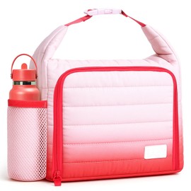 Lekespring Insulated Lunch Bags for Women - Cool Bag with Bottle Holder for Work School Outdoor Picnic(Pink Gradient)