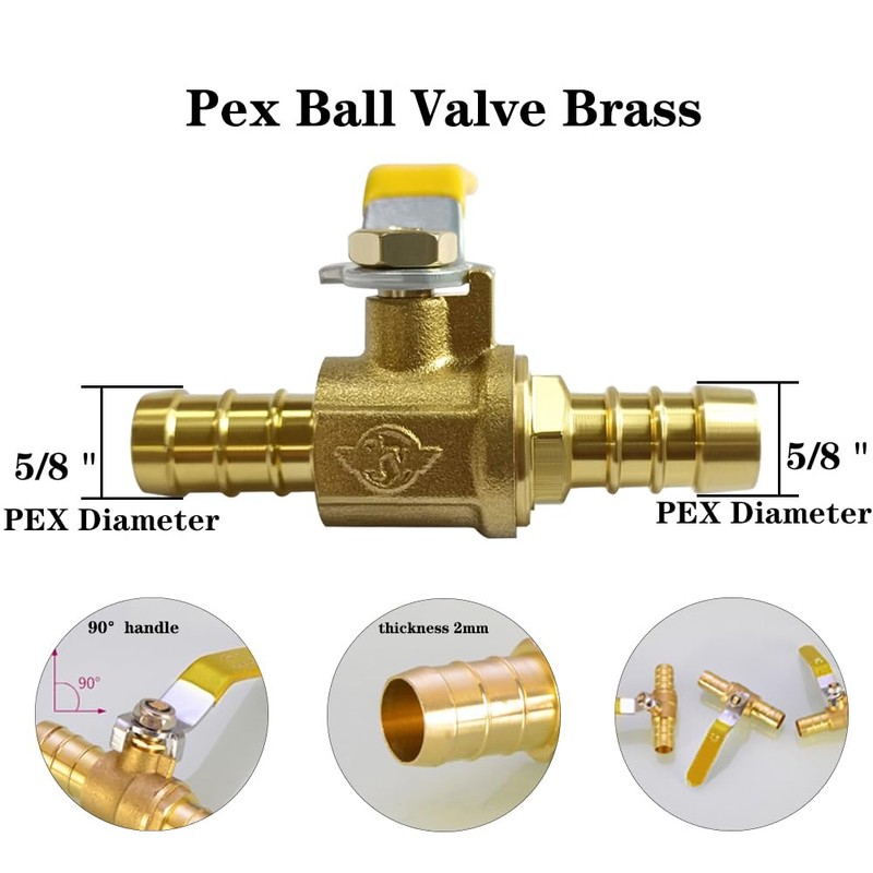ANPTGHT 5/8" PEX Ball Valve Brass Shut off gate Valve