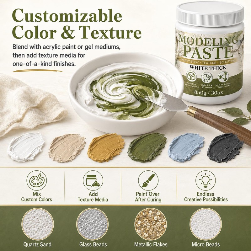 Thick Modeling Paste White 30oz / 600ml - High Density