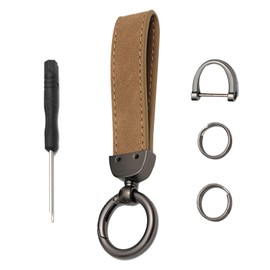 Llavero Universal, Piel Sintética PU Extraíble, 360 Grados de Rotación, Llavero de La Familia de La Llave Del Coche Con Anillo de Prevención de En D, Llavero para Colgar para Colgar Adornos (marrón)