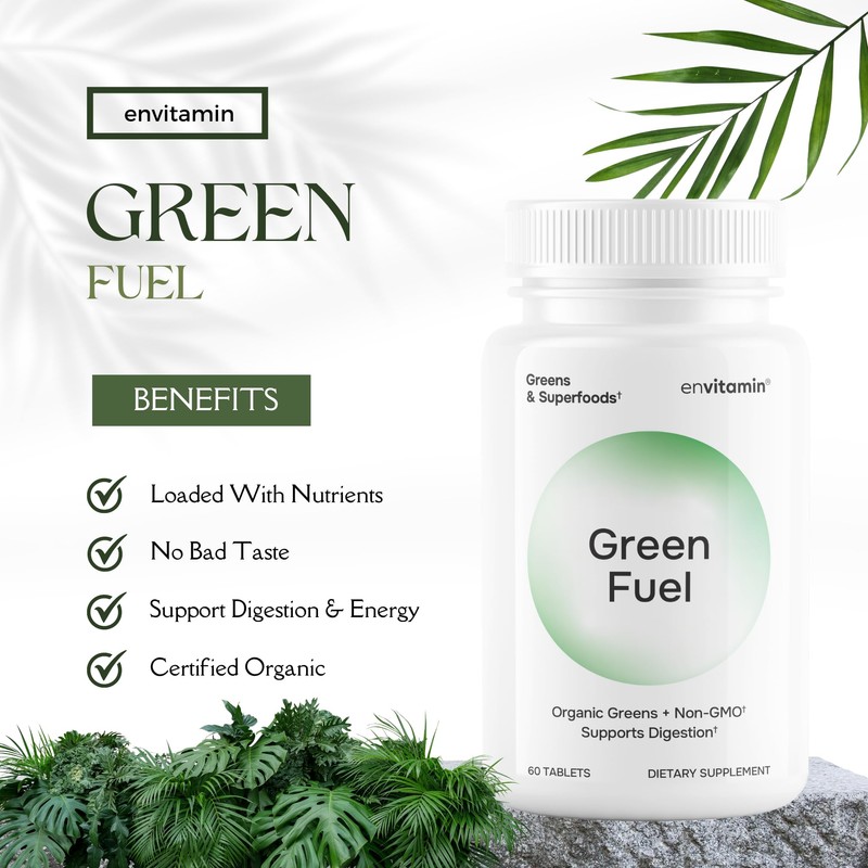 envitamin Green Fuel Organic Greens Tablets - Organic Greens, Fruit