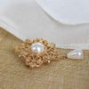 Gold Hollow Flower Pearl Filigree Brooch Pin for Women Full