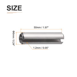 DTGN 6mmx50mm(DxL) Slotted Spring Pin - 10Pack - Good for Home Machine Fastener - 304 Stainless Steel Spring Dowel Tension Roll Pin - Silver