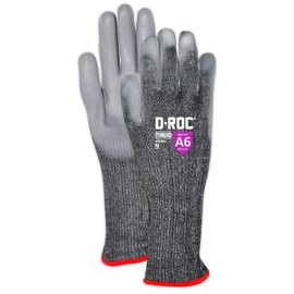 MAGID Touchscreen Level A6 Cut Resistant Work Gloves, 12 PR, Extended Cuff, Dry Grip Polyurethane Coated, Size 7/S, Reusable, 13-Gauge HPPE Shell (GPD803)