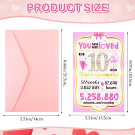YUXIANLB 10th Birthday Card with Envelope, 10th Birthday Decorations for Girls Boys, 10 Years Old Girl Birthday Gifts, 10th Birthday Gifts for Daughter, Happy Birthday Cards for Granddaughter