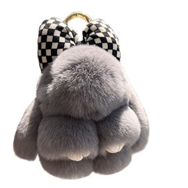 Soft Fluffy Rabbit Keyring Cute Plush Rabbit Key Ring Plush Rabbit Key Ring Faux Fur Keyring Pompom Keyring Decoration, gray