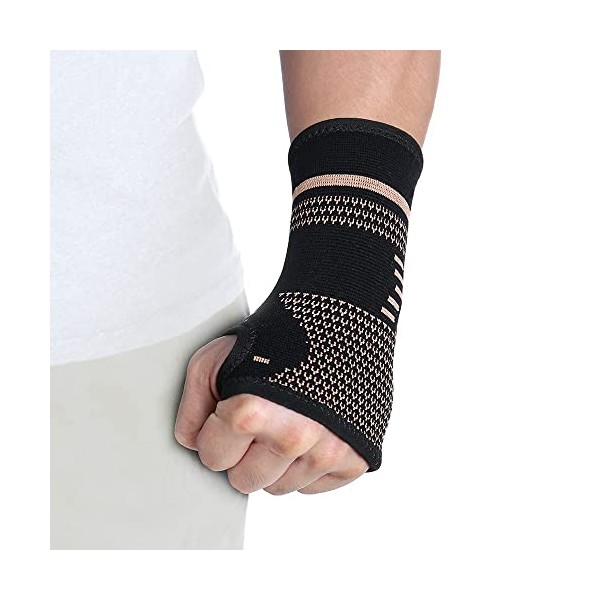 FITTOO Copper Compression Hand and Wrist Sleeves Brace for Men & Women - Pain Relief, Injury Recovery, Suitable for Sports Protection - Fits Left or Right Hand