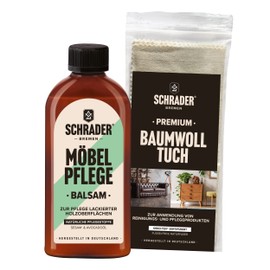 Schrader Furniture Care Balm Set – Care Products for Painted Wooden Surfaces with Polishing Cloth – 2 Pieces – Made in Germany