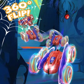 Spider RC Cars Double-Sided Driving 360° Flips Rotating 4WD with Lights for Kids Ages 4-7 8-12 Year Old, Remote Control Stunt Car Toys for Boys and Girls Xmas Gift