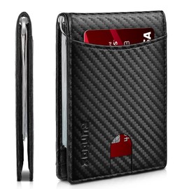 Slim Wallet for Men Genuine Leather RFID Blocking Bifold Minimalist Front Pocket Mens Wallet with Money Clip Thin Gift Box