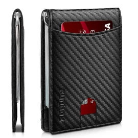 Slim Wallet for Men Genuine Leather RFID Blocking Bifold Minimalist Front Pocket Mens Wallet with Money Clip Thin Gift Box