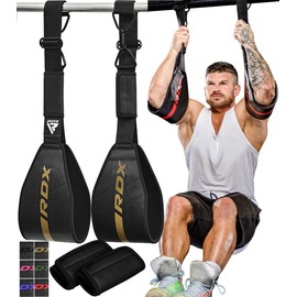 RDX Maya Hide Leather Padded AB Straps D-Ring for Abdominal Exercises Training Units Pull-ups Fitness Gym Leg Lifts Men and Women Arm Straps Training Loops Sling