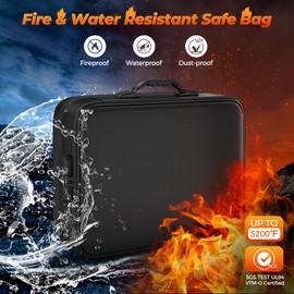 Nacial 5200℉ Fireproof Document Box with Lock, Expandable Document Organizer, Heat Insulated Fireproof Waterproof Box for File Storage, ﻿Portable Sturdy Handle for Important Documents Home Travel
