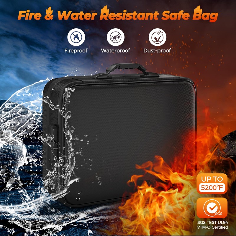 Nacial 5200℉ Fireproof Document Box with Lock, Expandable Document Organizer,