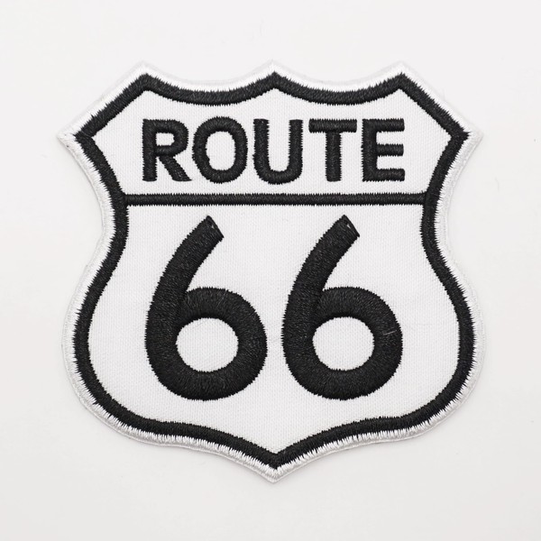 Two Set of White Route 66 Embroidered Appliques Patch with