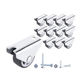 (Pack of 12 pcs) Rubber Fixed Castor Wheels 30mm Heavy Duty Castors Non-Swivel Wheel Casters for Furniture Table Trolley (12)