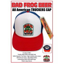 BAD FROG BEER - USA TRUCKERS Cap - Red, White & Blue - Mesh Back