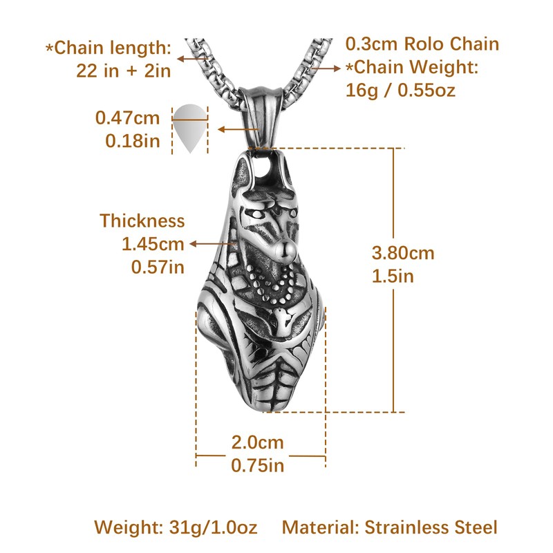 HZMAN 3D Anubis Necklace for Men Ancient Egypt Desert Grim