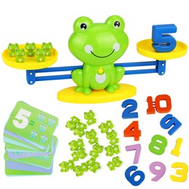 Aitbay Cool Math Game, Preschoolers Frog Balance Counting Toys for Boys & Girls Educational Number Toy Fun Children's Gift STEM Learning Age 3+ (63 PCS)