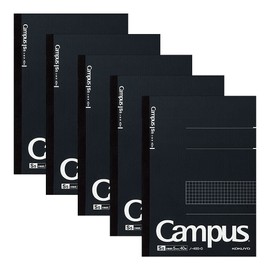 Kokuyo Notebook, Campus Notebook, Graph Ruled, Semi-B5, Black, Pack of 5