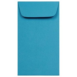 JAM PAPER #6 Coin Business Colored Envelopes - 85.7 x 152.4 mm (3 3/8" x 6") - Blue Recycled - 50/Pack